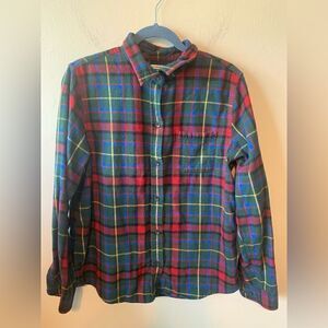 LL‎ Bean red Scotch plaid relaxed fit flannel size M